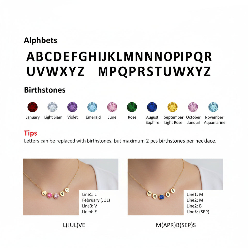 Personalized Letter Name Birthstone Bracelet