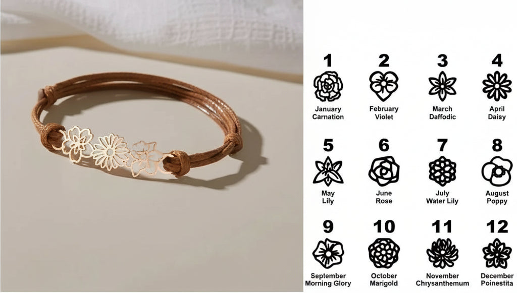 Personalized Flower Bracelet Birth Month Flower