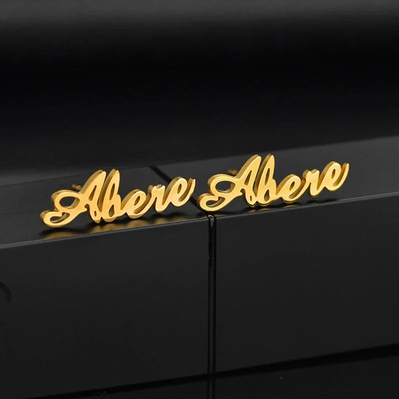 Personalized Stainless Steel Earrings Gold Plated