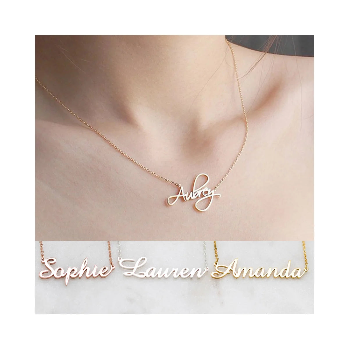 Custom Personalized Engraved Name Necklace