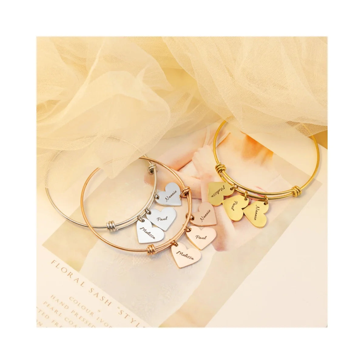 Personalized Name Heart Bracelet