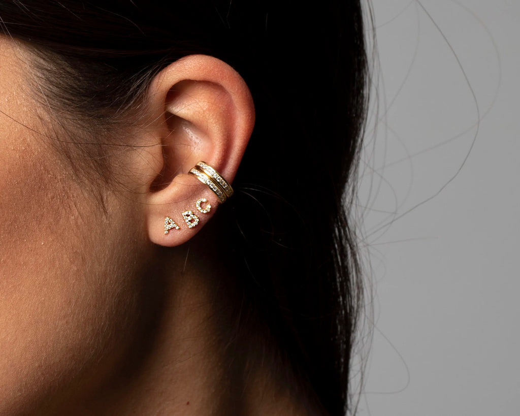 Personalized A-Z Zircon Alphabet Stud Earring