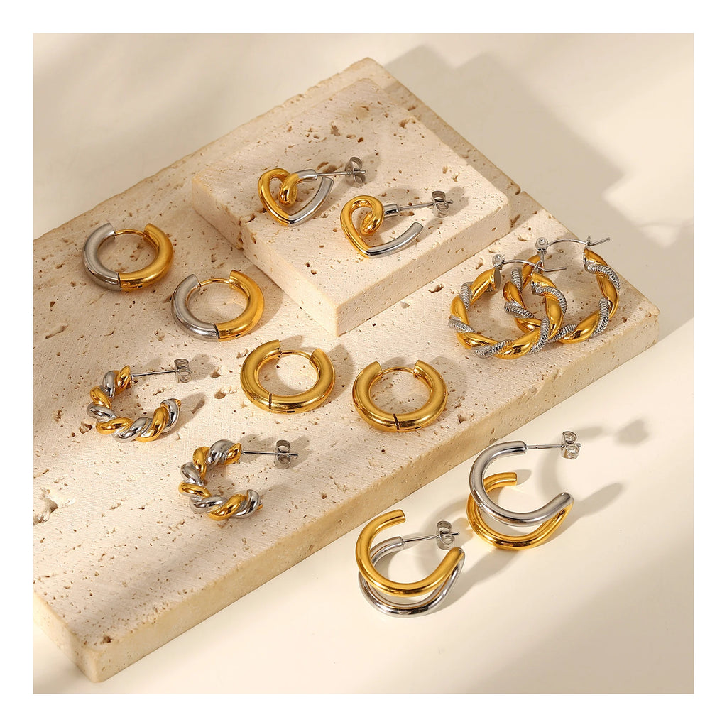 Twist Rope Hoop Earrings – 18K Gold Plated