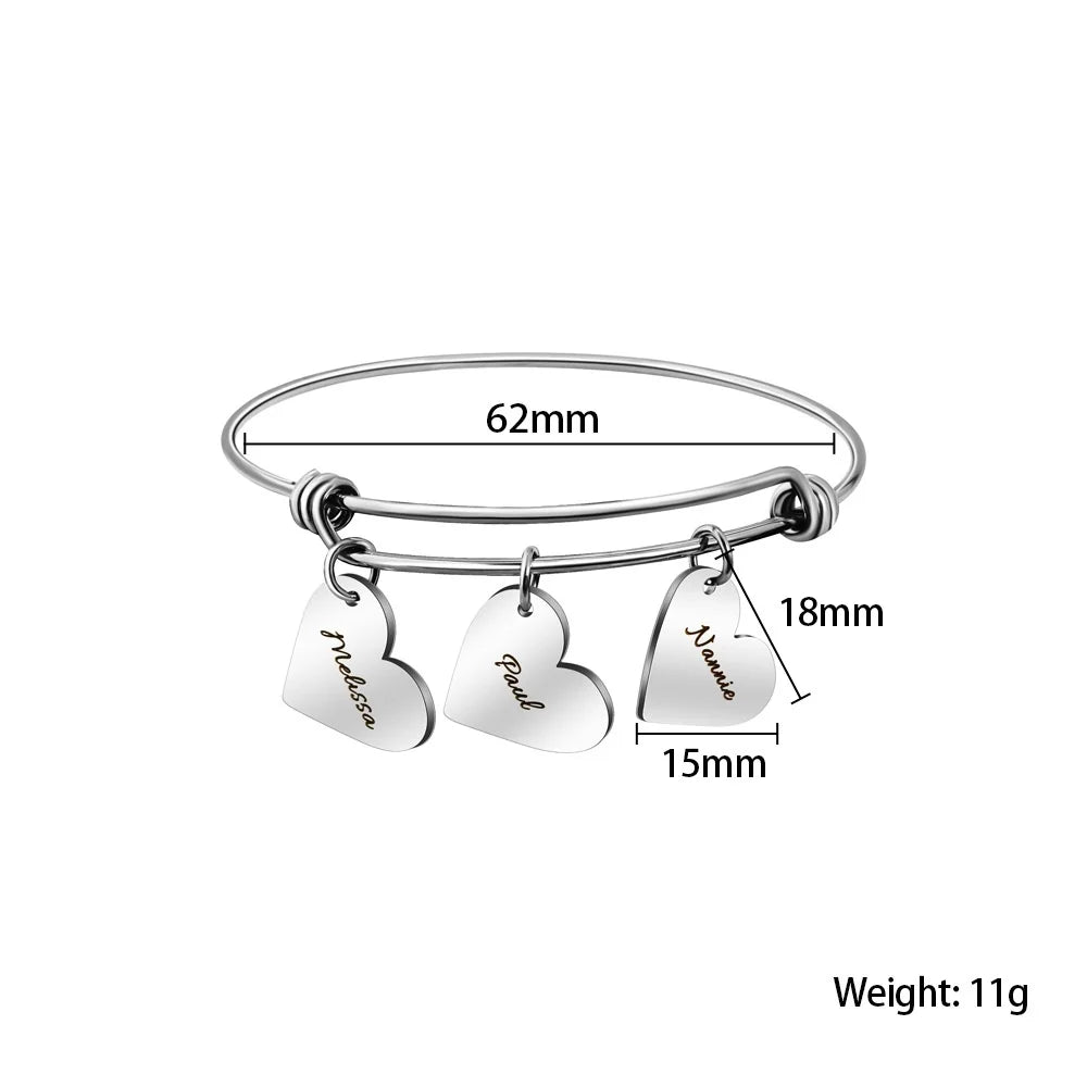 Personalized Name Heart Bracelet