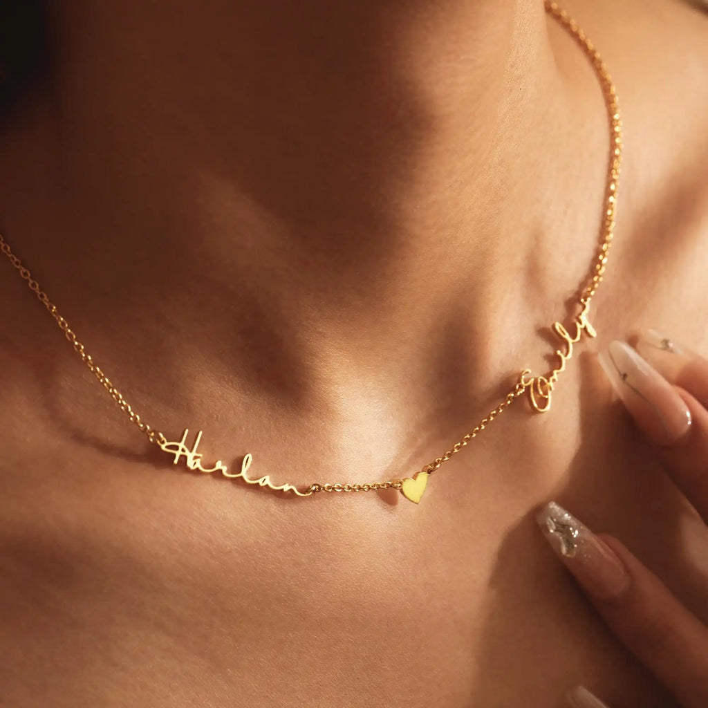 Custom Two-Name Heart Pendant Necklace