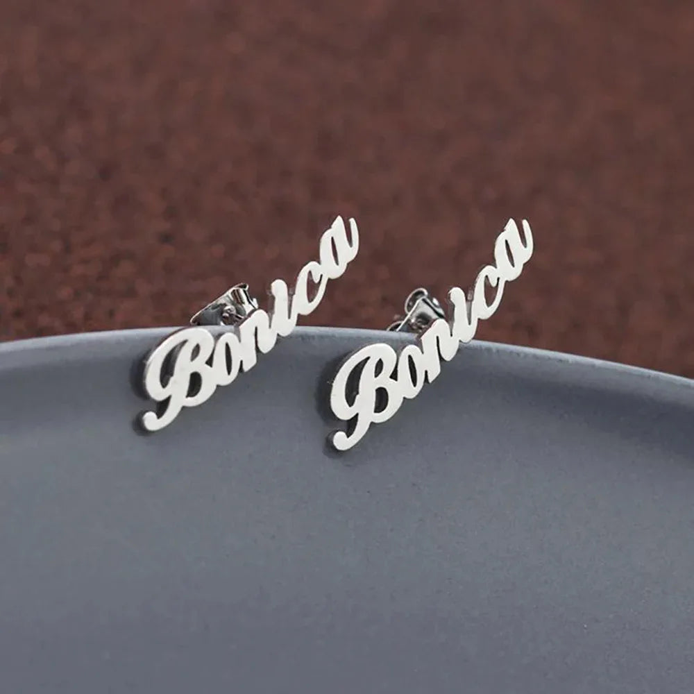Personalized Stainless Steel Earrings Gold Plated
