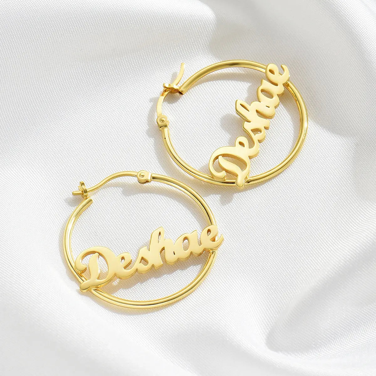 Personalized Hoop Earrings 18K Gold Plated Stainless Steel