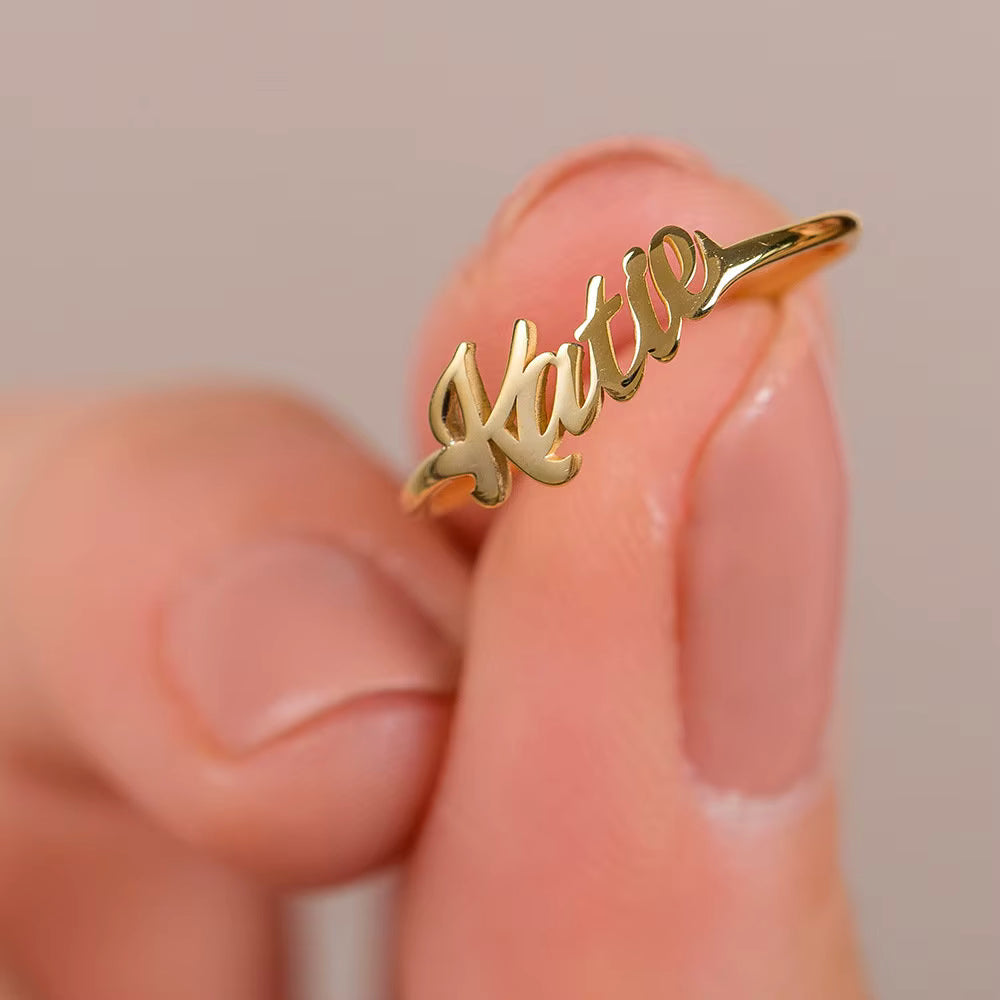 Personalized Name Ring – 18K Gold Plated