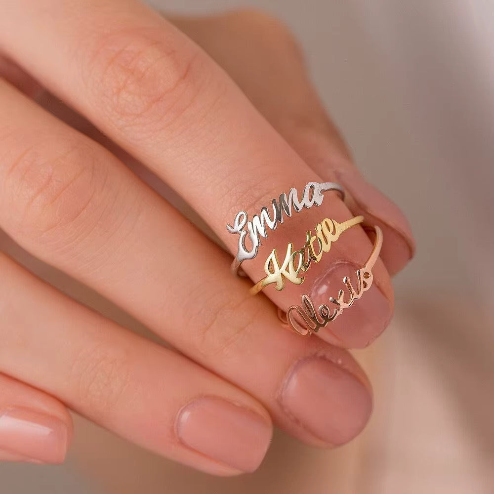 Personalized Name Ring – 18K Gold Plated